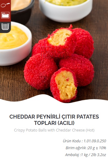 CHEDDAR PEYNİRLİ PATATES TOPLARI ACILI 1 KG X 6 PK -JF-(HİBİSKUS)